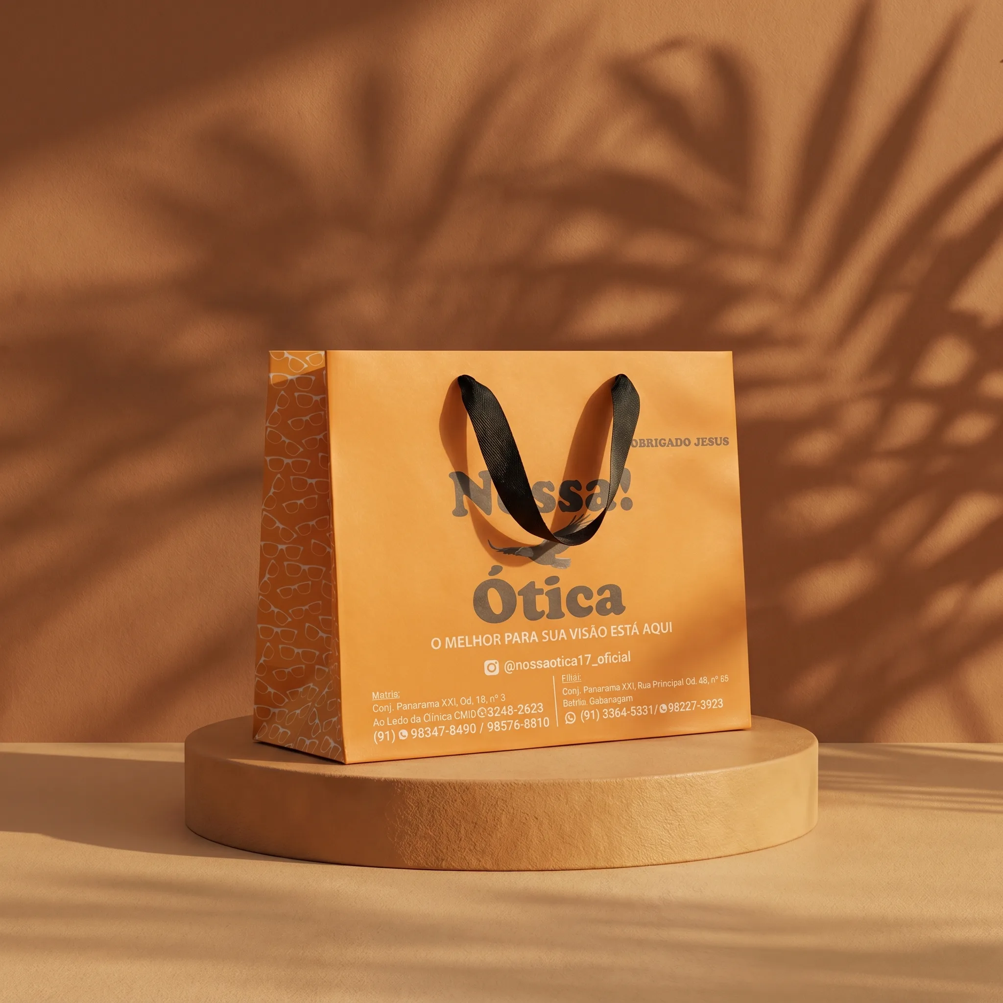Sacola laranja com alça de fita personalizada